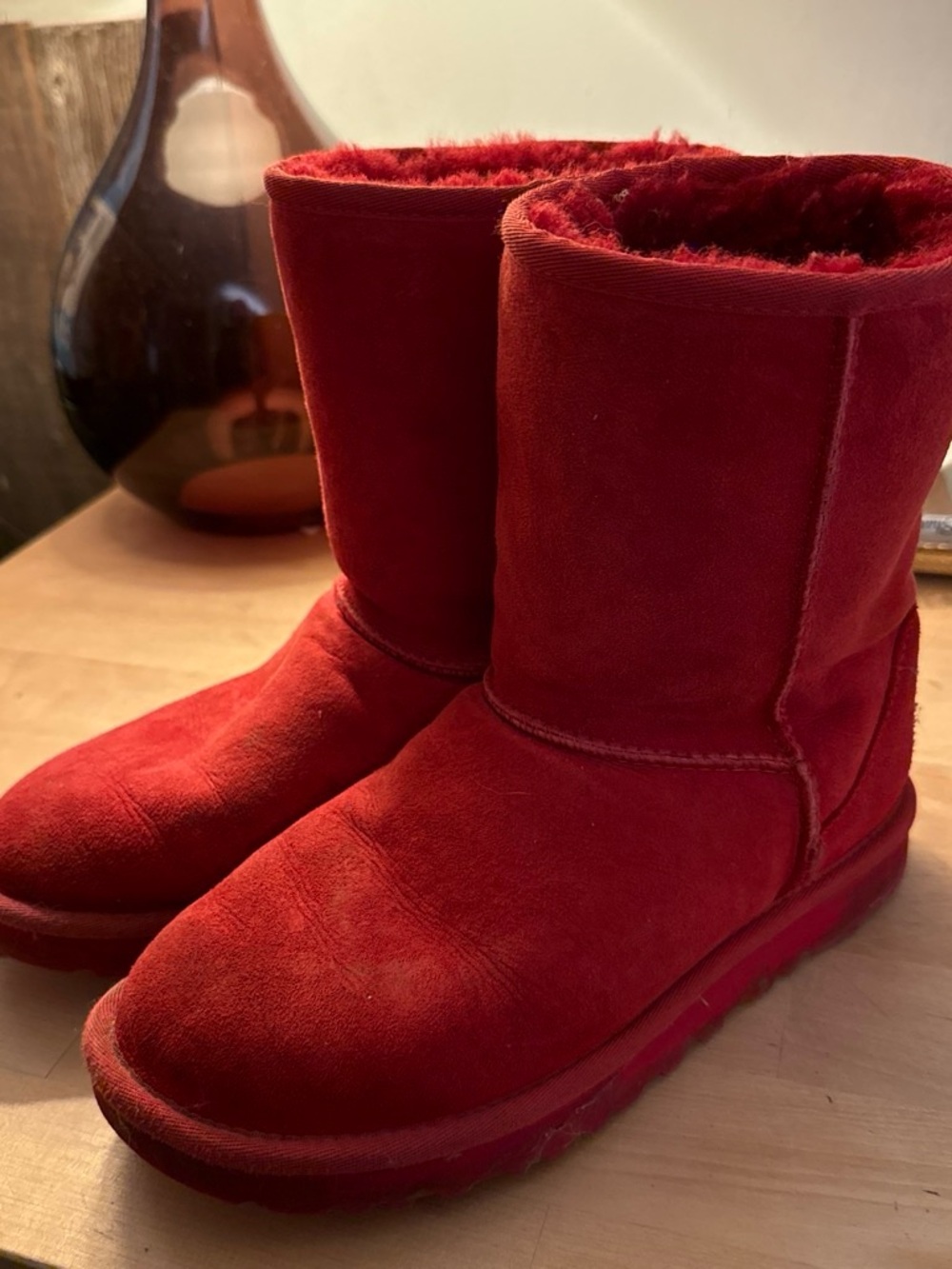 UGG Classic Short Suede Shearling Boots in Red